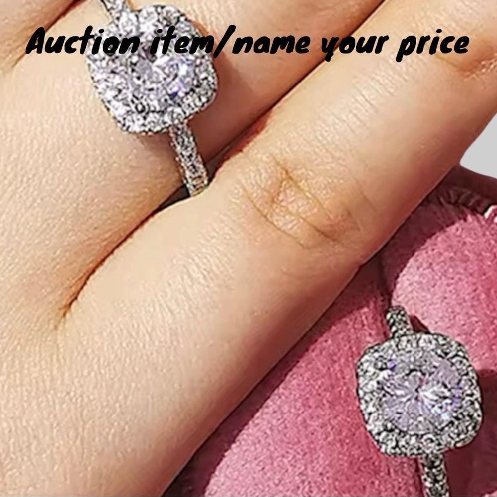 ⌛️Auction: Square Cut Moissanite White 5A+ Zircon 925 Sterling Silver Ring - Picture 3 of 4